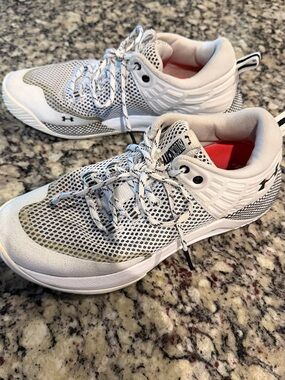Under Armour Women’s White and Black Mesh Volleyball Sneakers